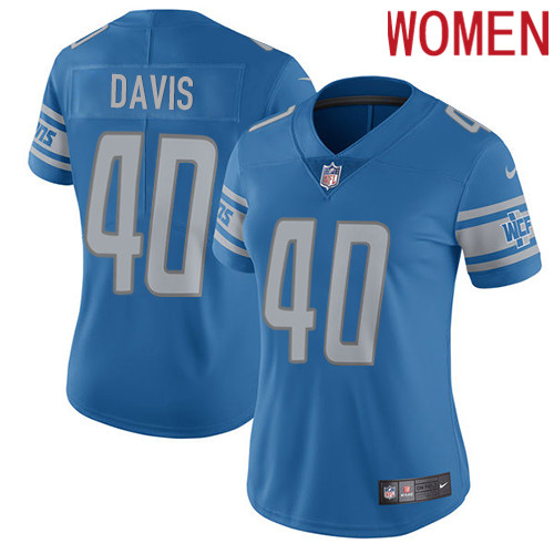 2019 Women Detroit Lions #40 Davis BLUE Nike Vapor Untouchable Limited NFL Jersey->women nfl jersey->Women Jersey